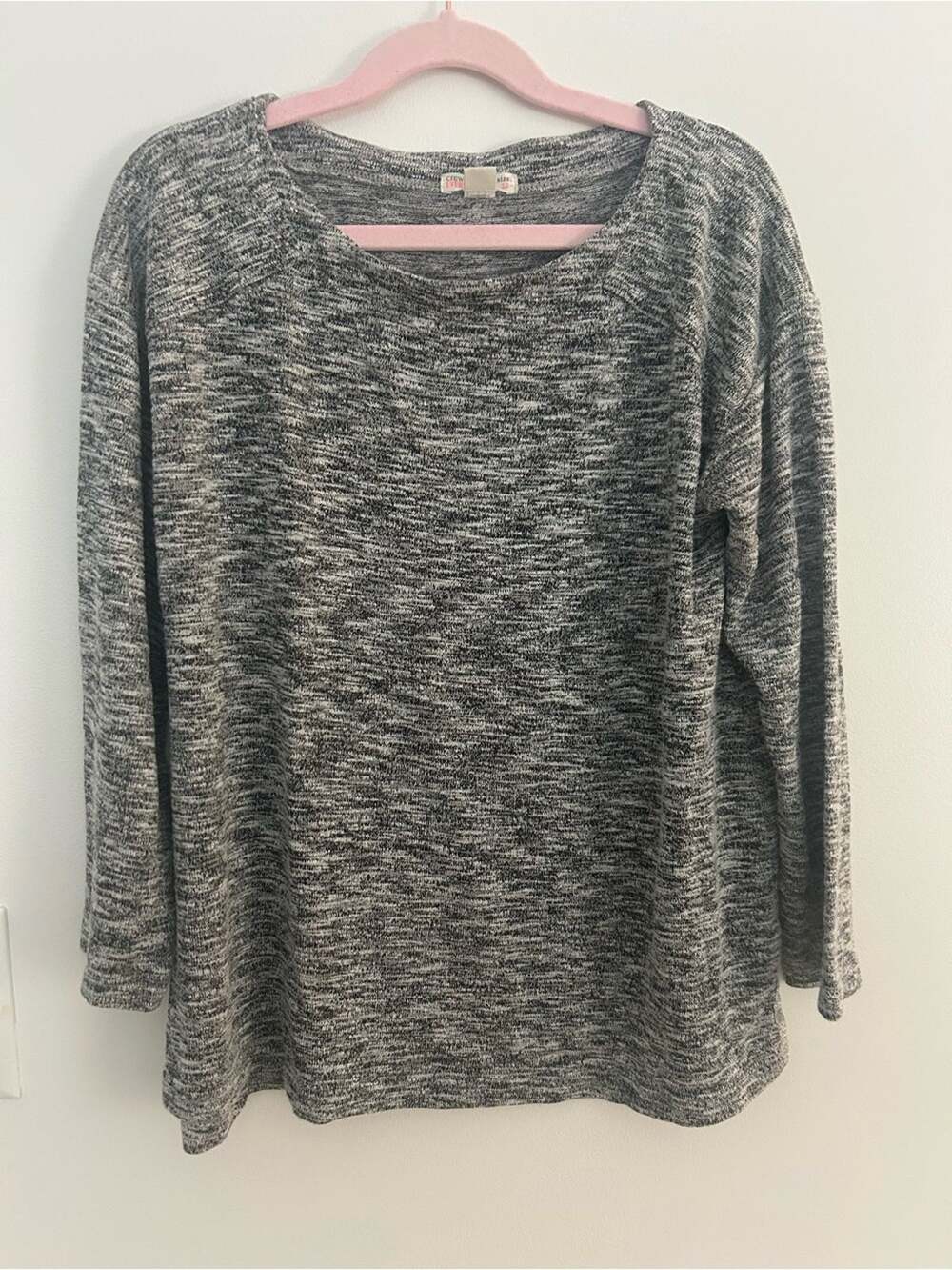 Crewcuts Girls Size 12 Gray Marled Long Sleeve Knit Top Metallic Side Detail
